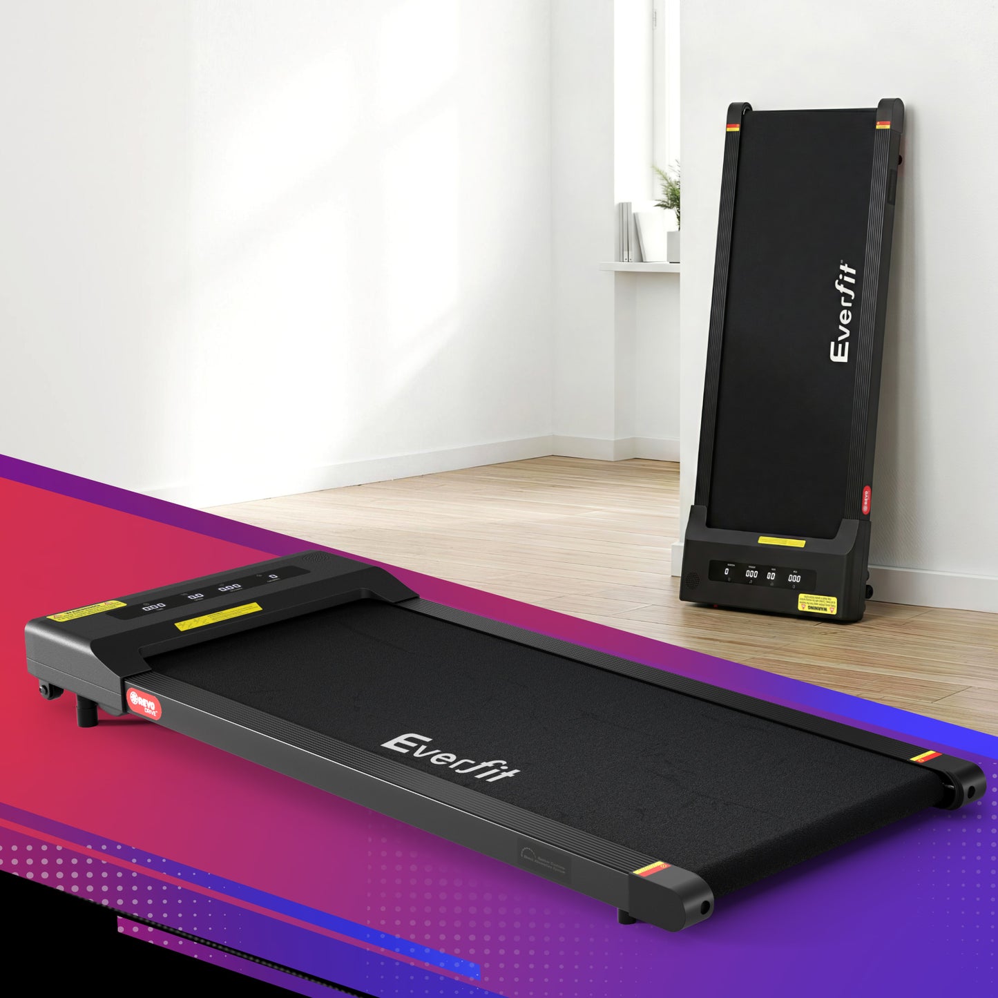 Everfit electric walking pad treadmill in black, 400mm width, designed for under-desk home gym fitness use.