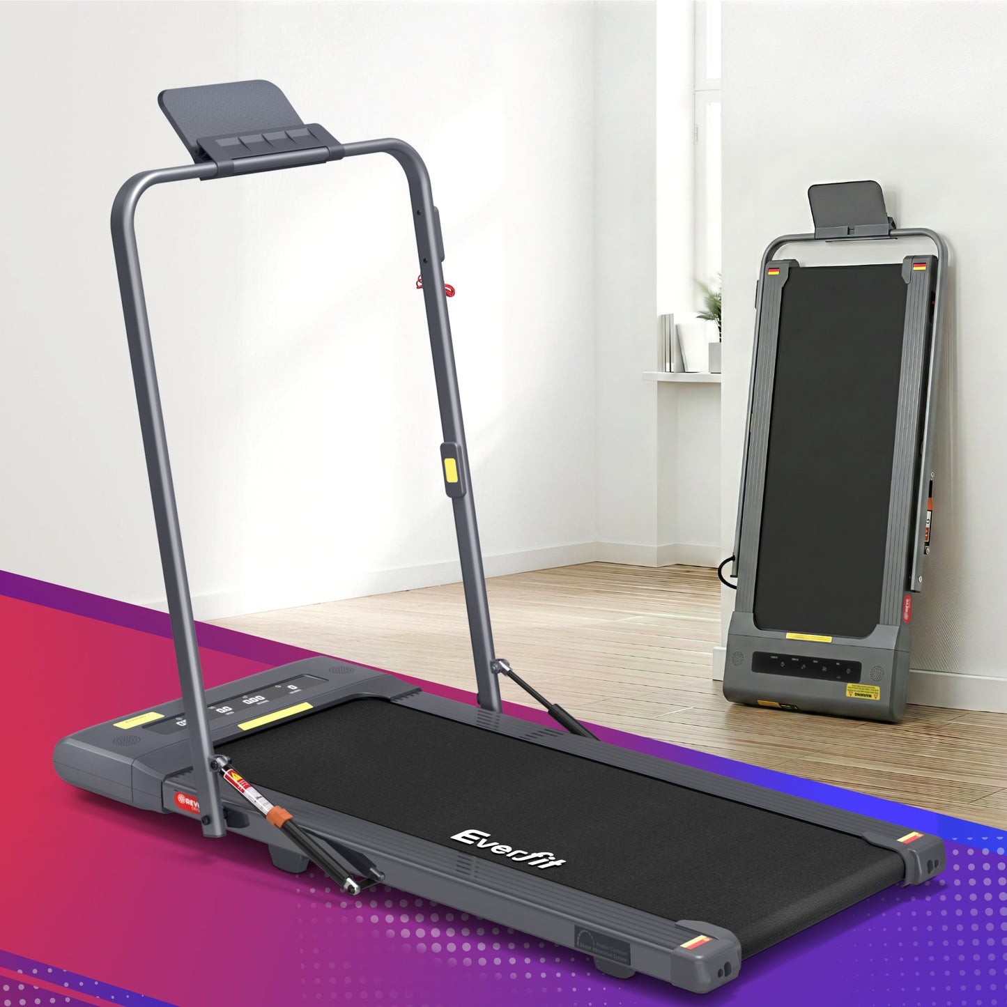 Everfit electric treadmill walking pad in grey, compact design for under-desk home gym fitness, 400mm width by Hlpmedical.