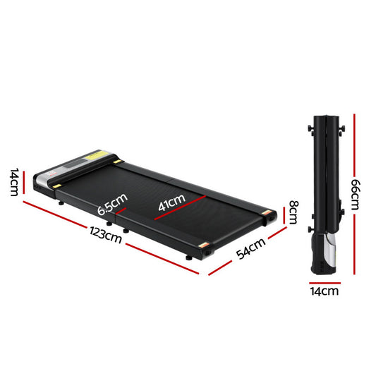Hlpmedical Everfit electric treadmill walking pad for under-desk home gym, foldable belt, compact fitness equipment for exercise.