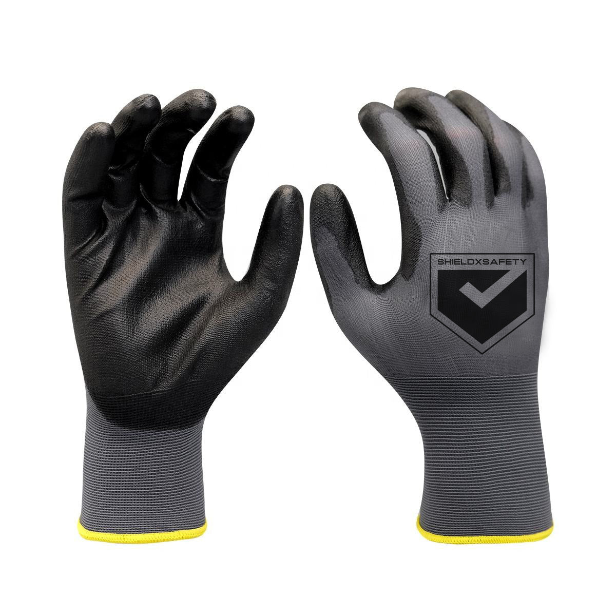 12-pack Hlpmedical PU coated work gloves for general purpose hand protection, suitable for gardening and mechanic tasks.