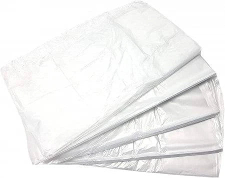 Clear 80L trash bags by Hlpmedical, 250 bin liners for garbage disposal, made of durable plastic for waste management.