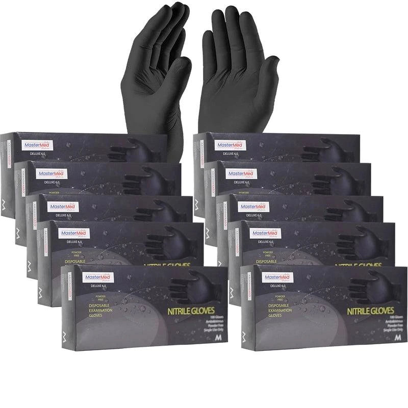 Hlpmedical Mastermed Deluxe blue or black nitrile gloves, tear-resistant, powder-free, 6.0g, suitable for medical or industrial use