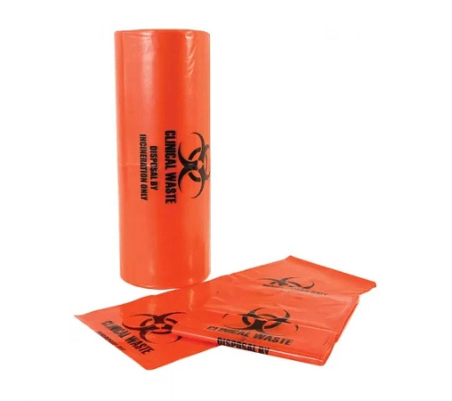 Hlpmedical bio hazard incinerate waste bags in 34L, 65L, and 240L sizes for medical and hazardous waste disposal.
