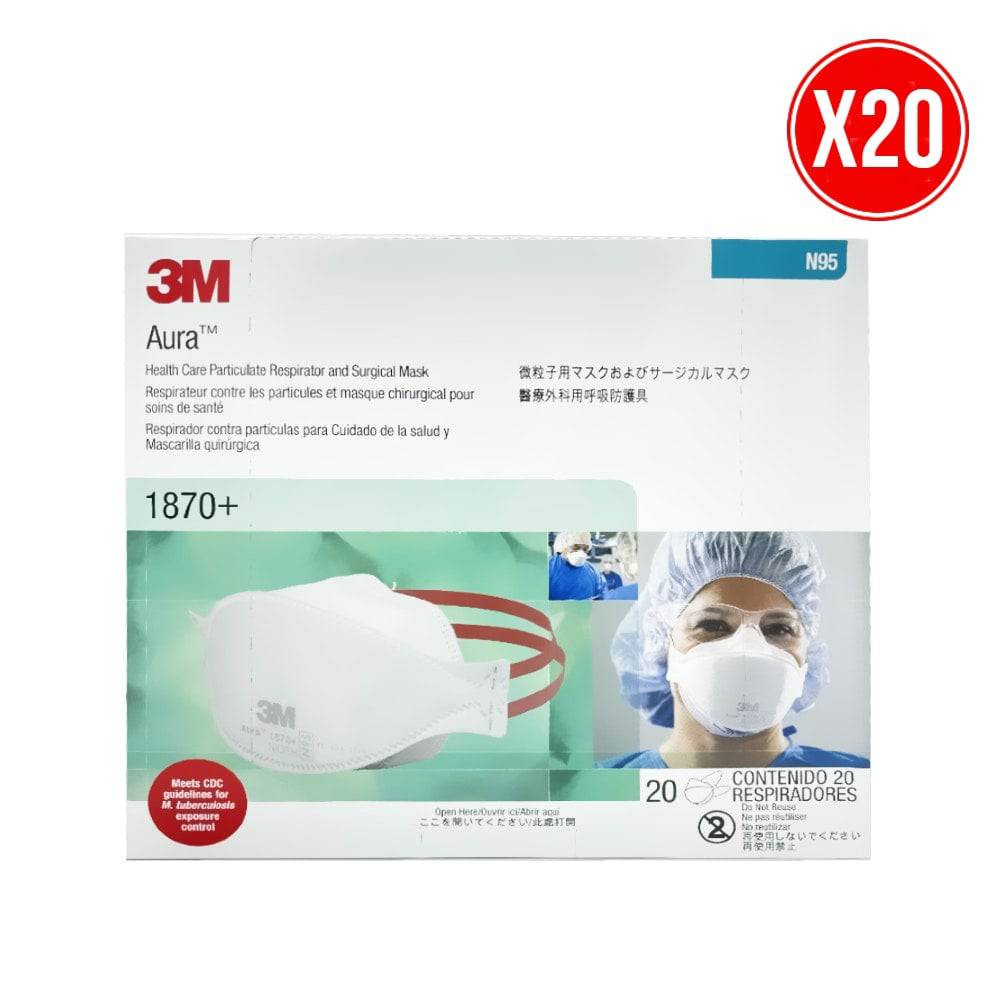 N95/P2 particulate respirator surgical mask from Hlpmedical, showing close-up of one mask in the 20-pack set.