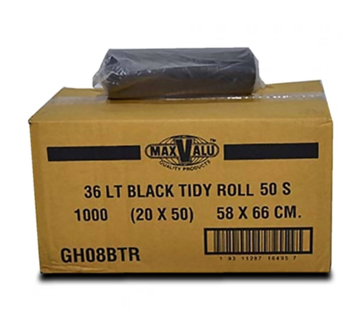 Black 36L medium-large trash bags by Hlpmedical, 20x50 inches, 1000 bin liners roll, durable waste disposal bags.