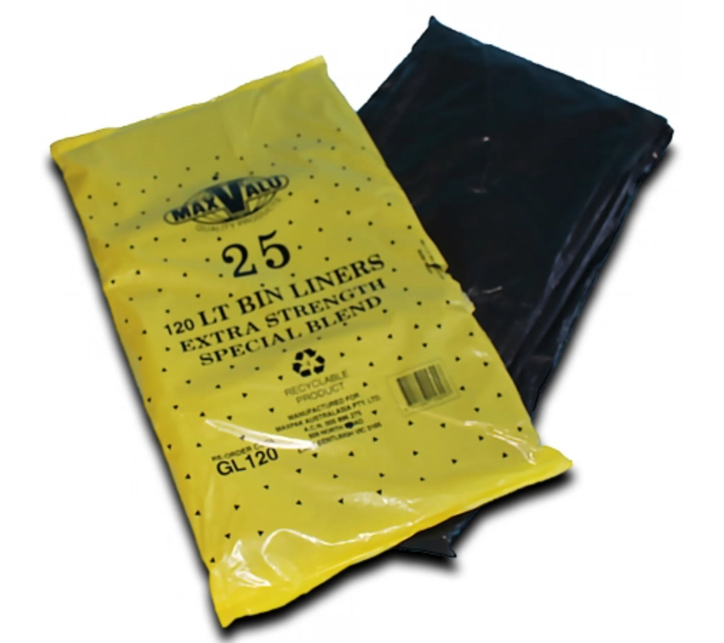 120L Black Heavy Duty Trash Bags / Bin Liners, 20um, 10x25 (250 Garbage Bags)
