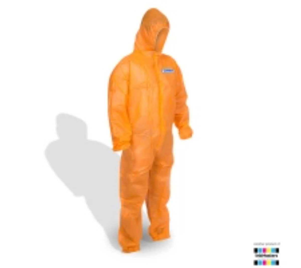 Hlpmedical Combat White PP polypropylene disposable coverall in extra large size, protective full-body suit with hood and zipper closure.