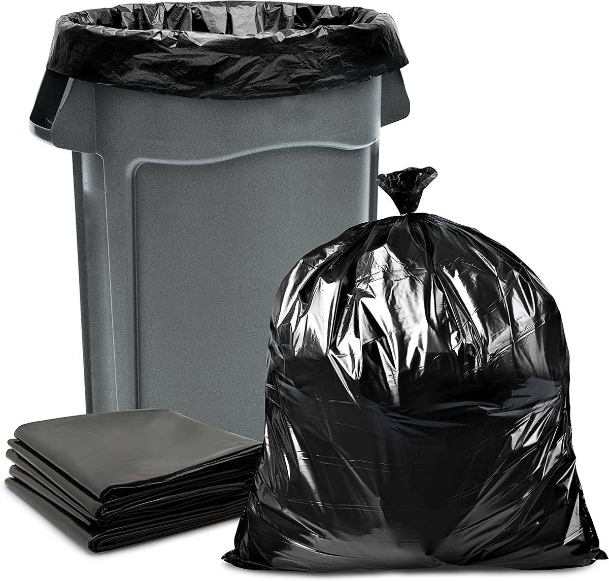 Hlpmedical 54L Thinkpac tough bin liners, 25 micron rubbish bags, pack of 250, designed for durable waste disposal.
