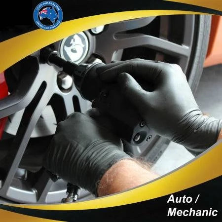 Black nitrile gloves by Hlpmedical, 100-pack, powder-free, 5.5g, disposable gloves for medical or industrial use.