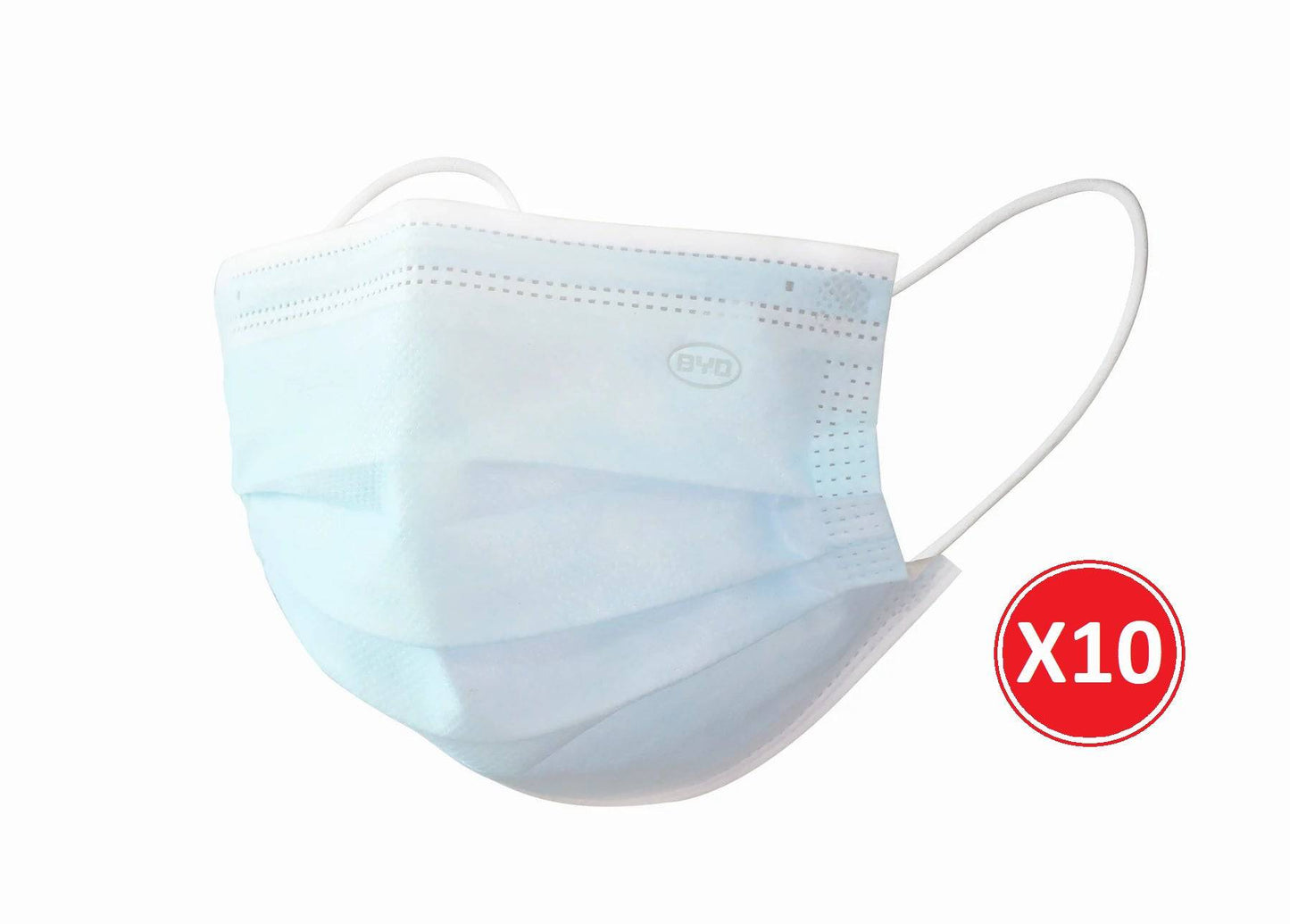 Blue BYD Level 3 surgical medical face masks by Hlpmedical, set of 10 PPE masks for protective medical use.