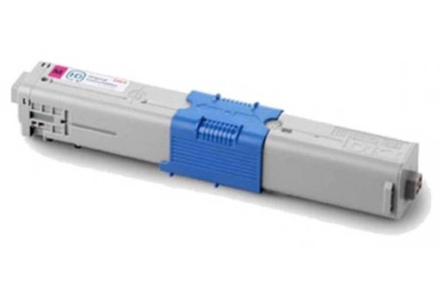 HLP OKI ES5473 magenta compatible toner cartridge 46490626 for high-yield printing, shown in a retail display.