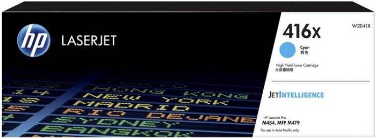 Genuine HP 416X Cyan toner cartridge by HLP for high-quality printing, suitable for HP printers, with 6,000 print capacity.