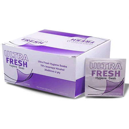 200 Swabs Ultra Fresh 70% Isopropyl Alcohol Hygiene Swabs