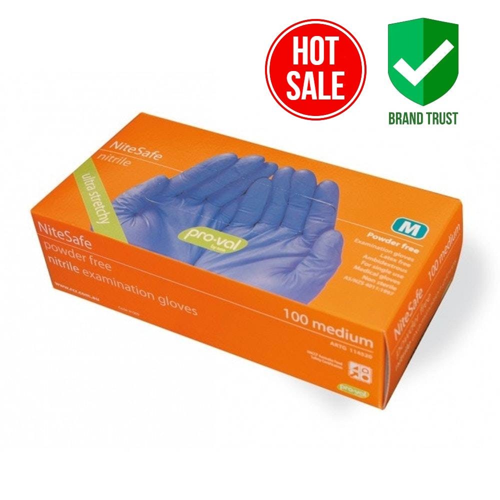 Premium Nitrile Powder Free Examination Gloves box of 100