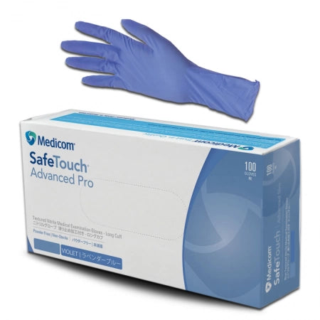 100pcs Medicom Nitrile Gloves Powder Free Long Cuff Violet Thick 7gm Heavy Duty