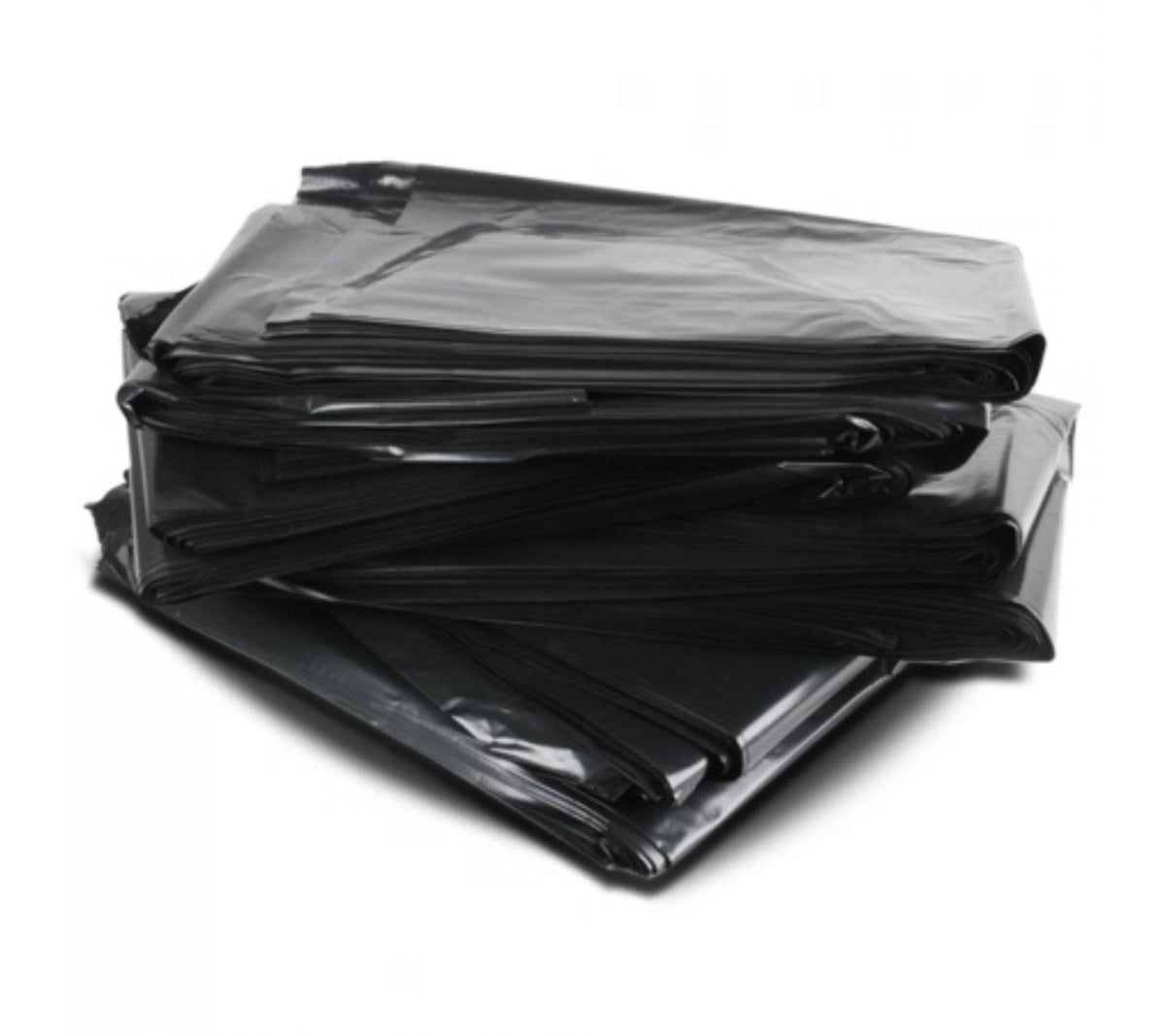 Black tough heavy-duty bin liners by Hlpmedical, 77L capacity, 22um thick, 5 packs of 50 for trash disposal.