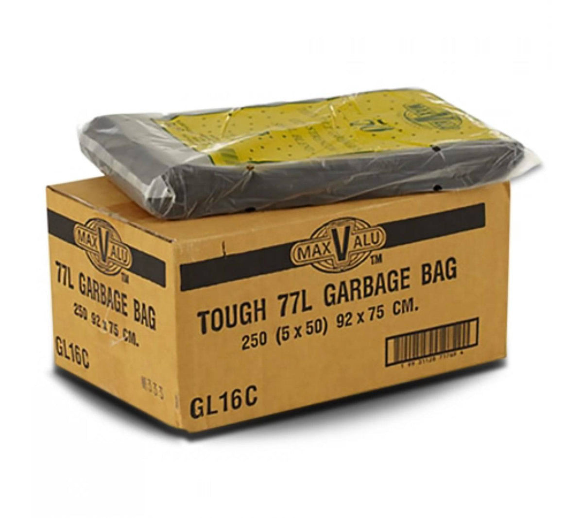 Black Tough Heavy Duty Rubbish Bin Liners by Hlpmedical, 77L capacity, 22um thickness, set of 250 garbage bags.