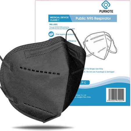 Purnote N95 Black Medical Mask Individually Wrapped and Bar Coded - Multi Pack