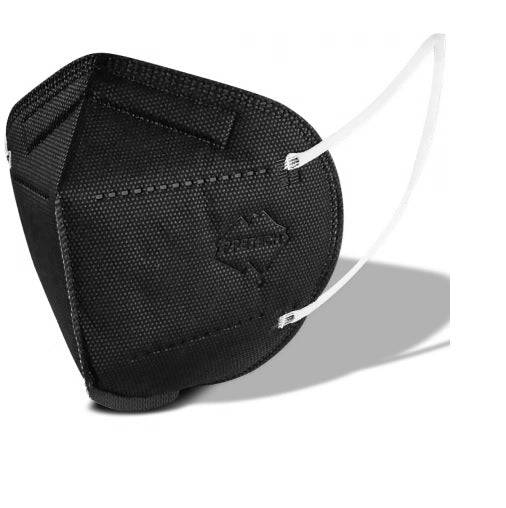 Black Hlpmedical P2/N95 face masks with ear loops, Australian made, 4-layer design, shown in a 25-pack pack.