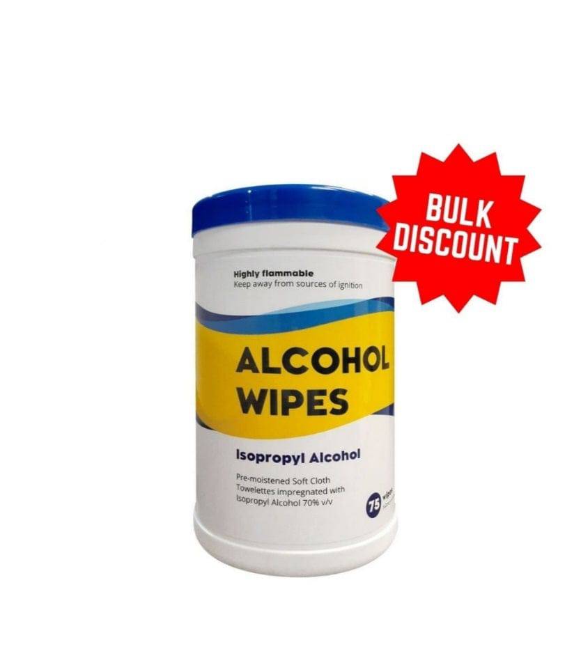 Hlpmedical antibacterial isopropyl alcohol wipes 70% in surface wipes package, 12 tubs with 75 wipes each for disinfecting surfaces.