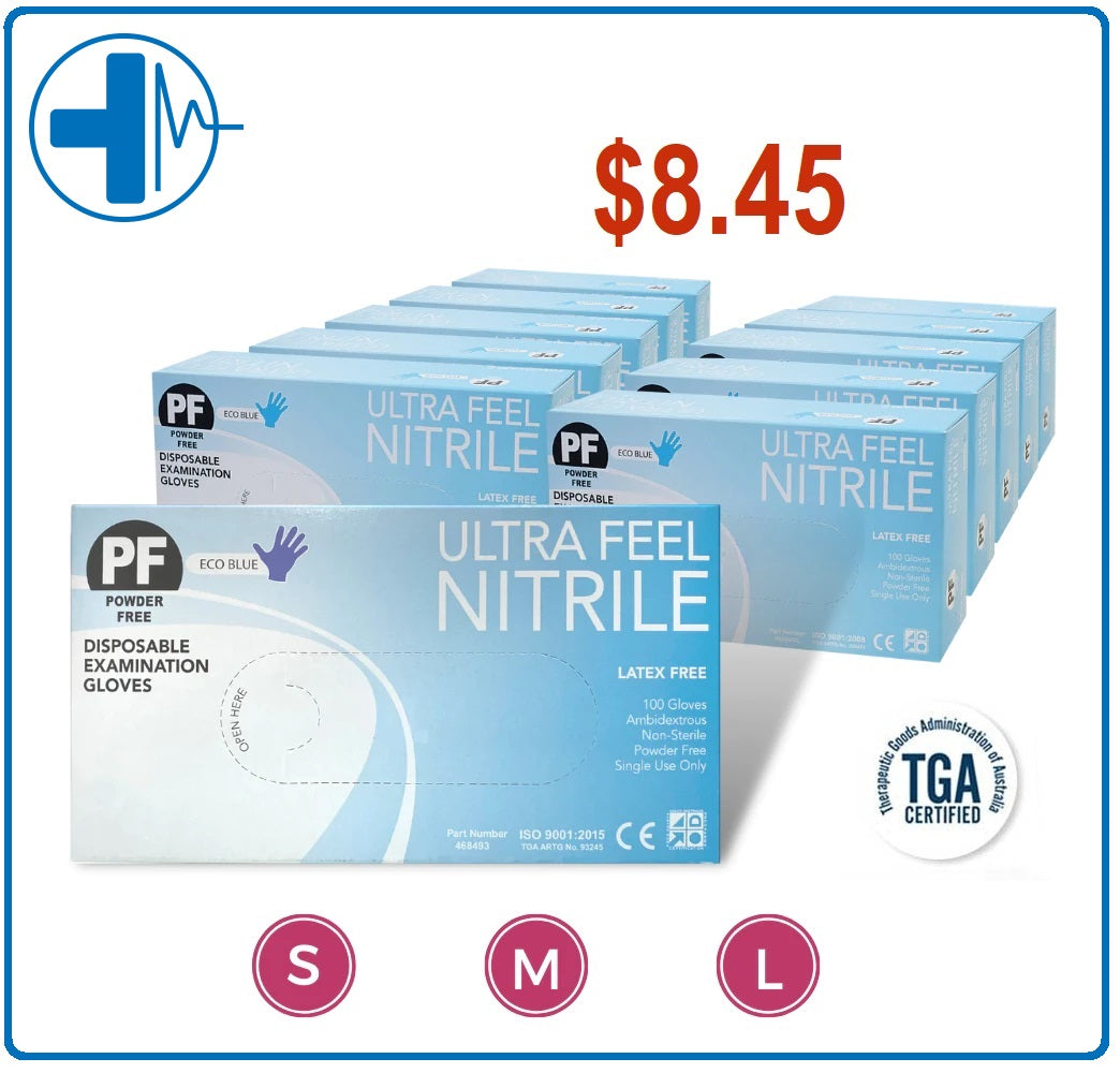 Ultra Feel Disposable Blue Nitrile Exam Gloves - 1000 PCS (Available in Multi Sizes)