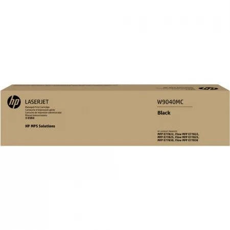 HP W9190MC/W9040MC black laser toner cartridge for HP MFP printers, prints up to 34,000 pages, compatible with E77830z and E77825z models