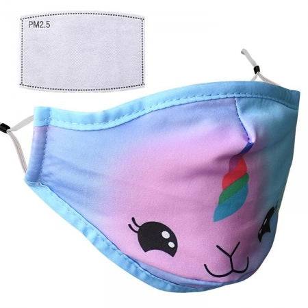 Kids reusable face mask by Hlpmedical with adjustable earloops and included PM 2.5 filter, washable and comfortable for children.