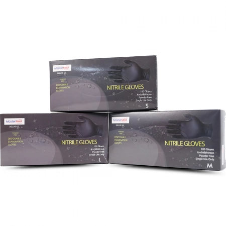 Mastermed Deluxe Blue or Black Nitrile Gloves Tear Resistant Powder Free 6.0g