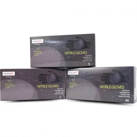 Black Hlpmedical Mastermed Deluxe nitrile gloves, tear-resistant, powder-free, 6.0g, suitable for medical and industrial use