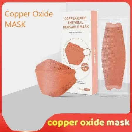 Copper Oxide antiviral KF94 respirator mask by Hlpmedical, reusable, with protective copper oxide coating, shown in the image.