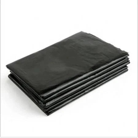 Hlpmedical 54L heavy-duty bin liners, 18-micron thick rubbish bags, shown as generic black bin liners in a container.