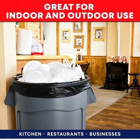 Hlpmedical 240L gusseted bin liners, 32-micron rubbish bags, durable, generic design for large waste bins.