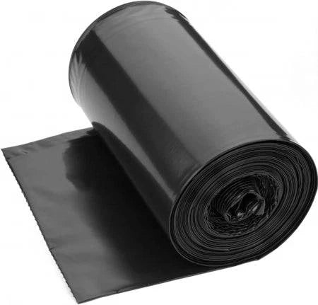Heavy-duty 82L Hlpmedical bin liners, 38 micron thick, shown in a roll with multiple extra heavy-duty rubbish bags for waste disposal.