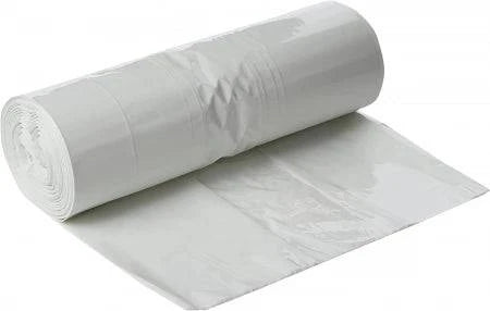 White bin liners from Hlpmedical, 27L capacity, 10-micron thickness, suitable for rubbish bins, shown in a generic white liner image.