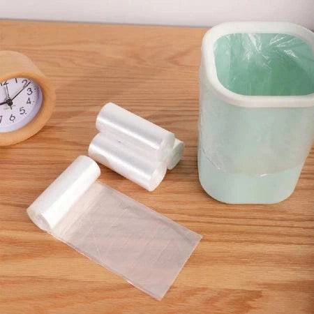 White Hlpmedical 36L bin liners, 10-micron thickness, for rubbish bins, shown as a stack of lightweight, durable trash bags.