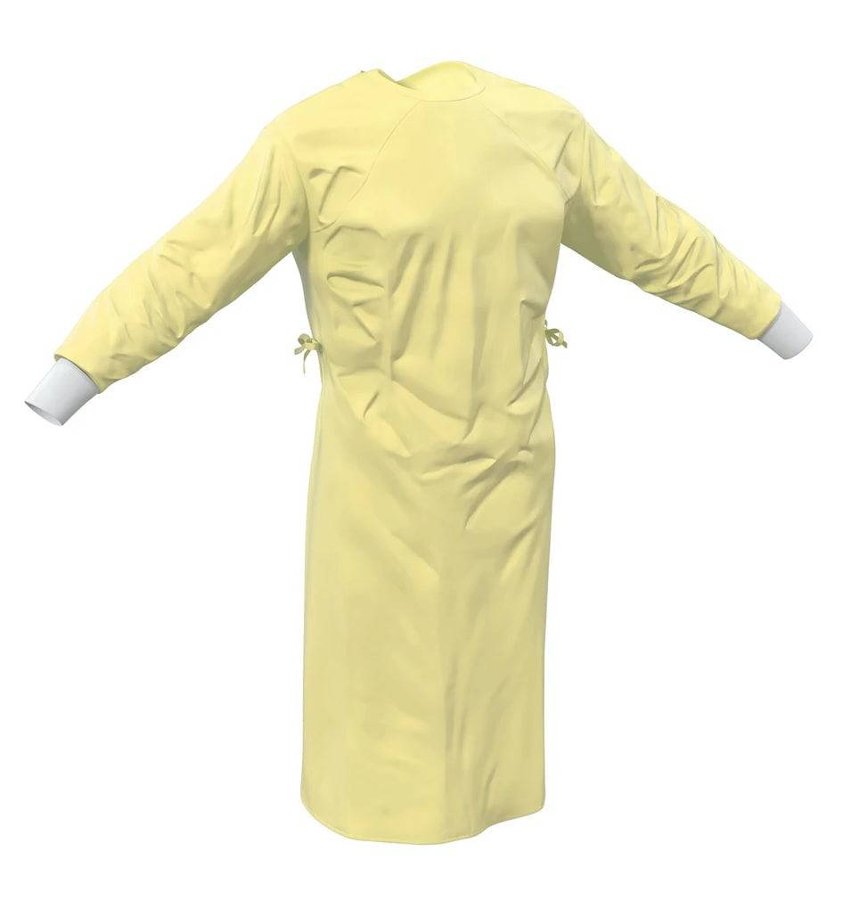 Hlpmedical medical isolation gown with AAMI knitted cuffs, 50-pack, protective healthcare apparel for infection control.