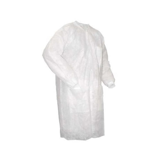 Medical White SMMS Isolation Gowns - AAMI Level 2 Knitted Cuffs - 100 Pcs