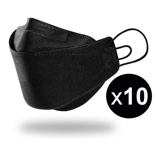 KF94 Black 4-Layer Face Masks With Earloops 10pk