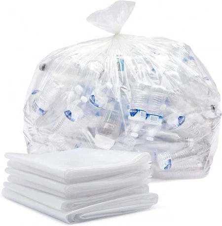 Heavy-duty 120L Thinkpac LDPE bin liners by Hlpmedical, clear rubbish bags with 32-micron thickness, shown in the image.