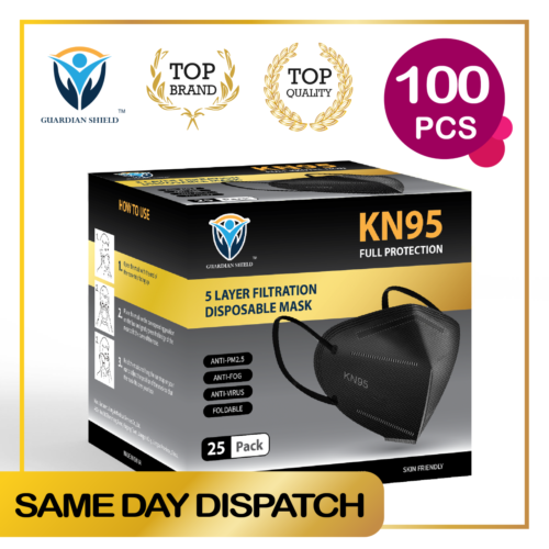 KN95 Face Masks with Ear Loop - White/ Black