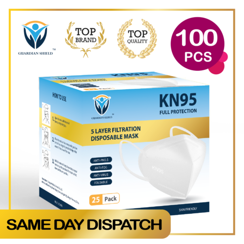 KN95 Face Masks with Ear Loop - White/ Black