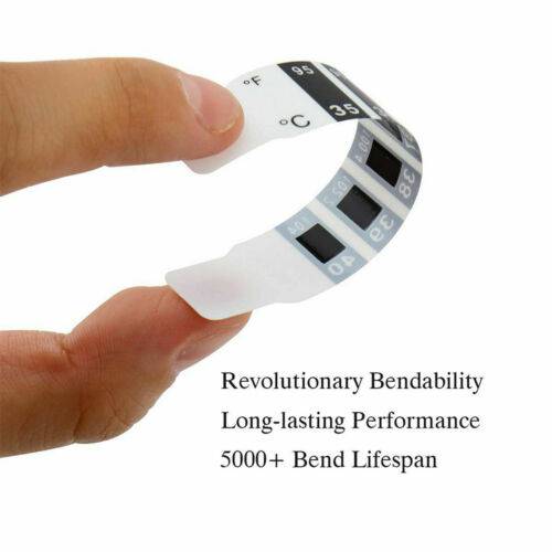 Hlpmedical forehead fever thermometer strip for babies, children, and adults, displaying temperature test results on the body head.