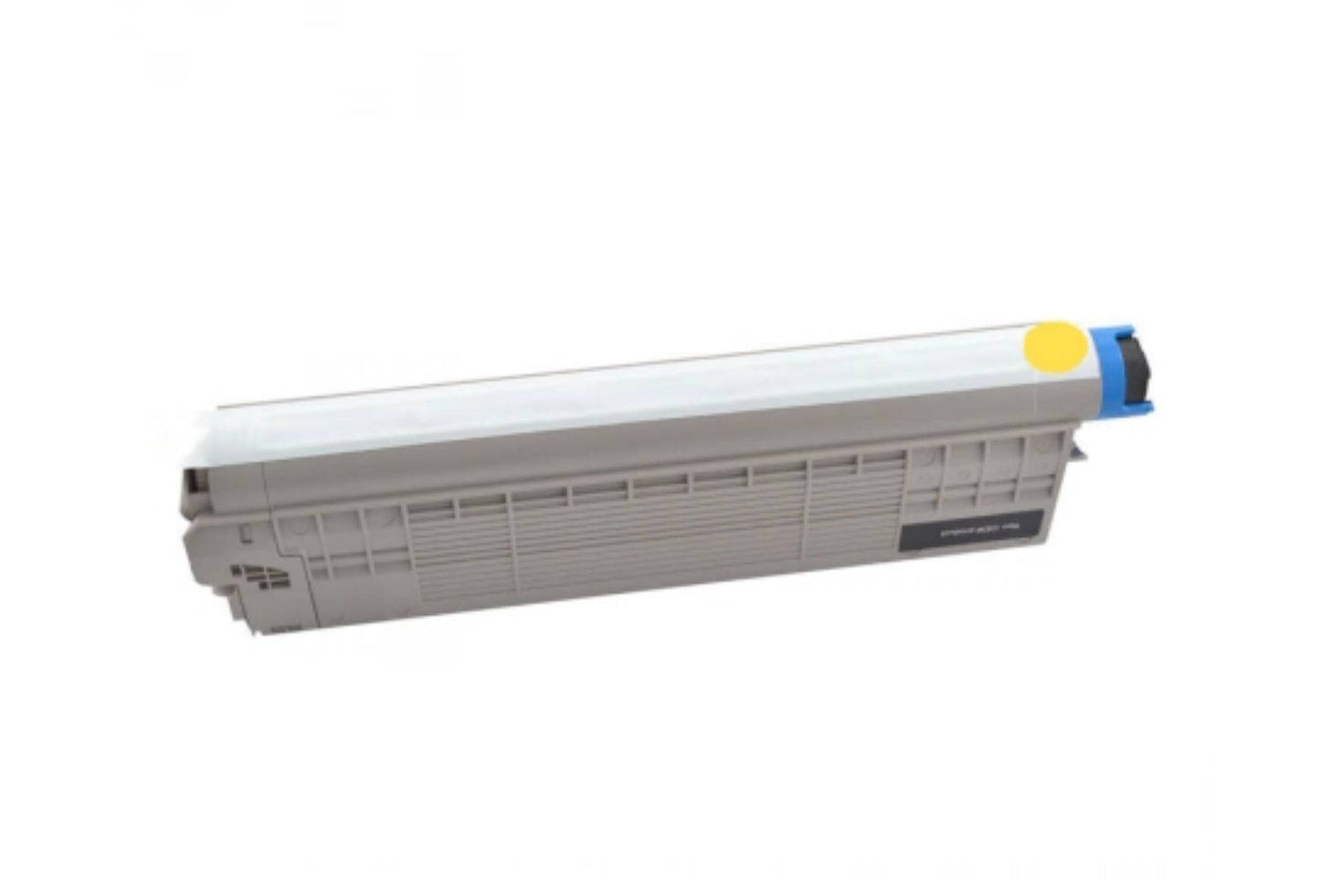 HLP compatible OKI MC853 yellow toner cartridge for MC853 series, yields approximately 7,300 prints, suitable for office printing.