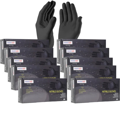 Mastermed Deluxe Blue or Black Nitrile Gloves Tear Resistant Powder Free 6.0g - FREE SHIPPING