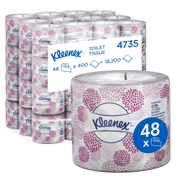 Kleenex 2 Ply Toilet Tissue, carton of 48 rolls, 400 sheets per roll