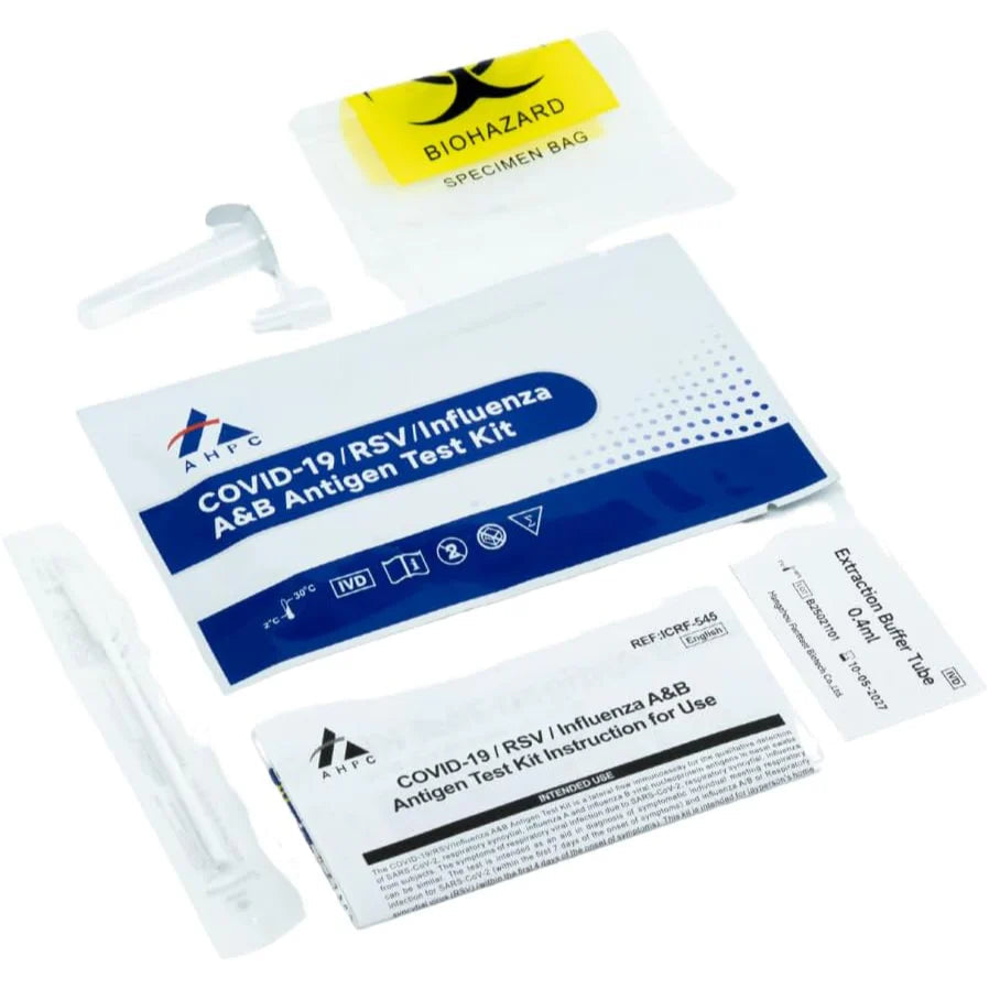 Hlpmedical AHPC Fanttest COVID-19, RSV, Influenza A&B 4-in-1 rapid antigen test kit with nasal swabs, 400 tests in boxes