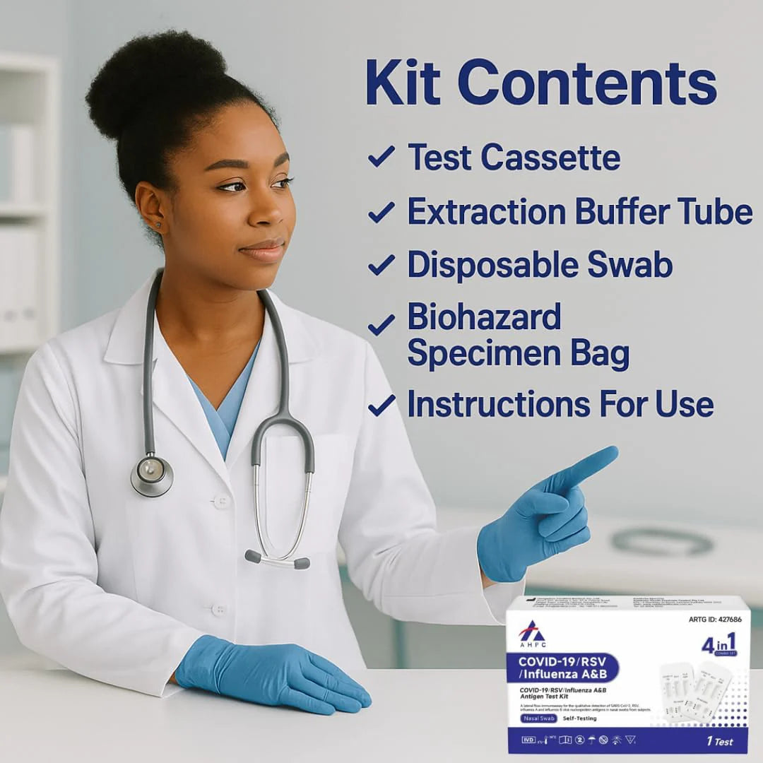 Hlpmedical AHPC 4-in-1 Rapid Antigen Test Kit for RSV, COVID-19, Influenza A&B, nasal swab test kit with 400 tests