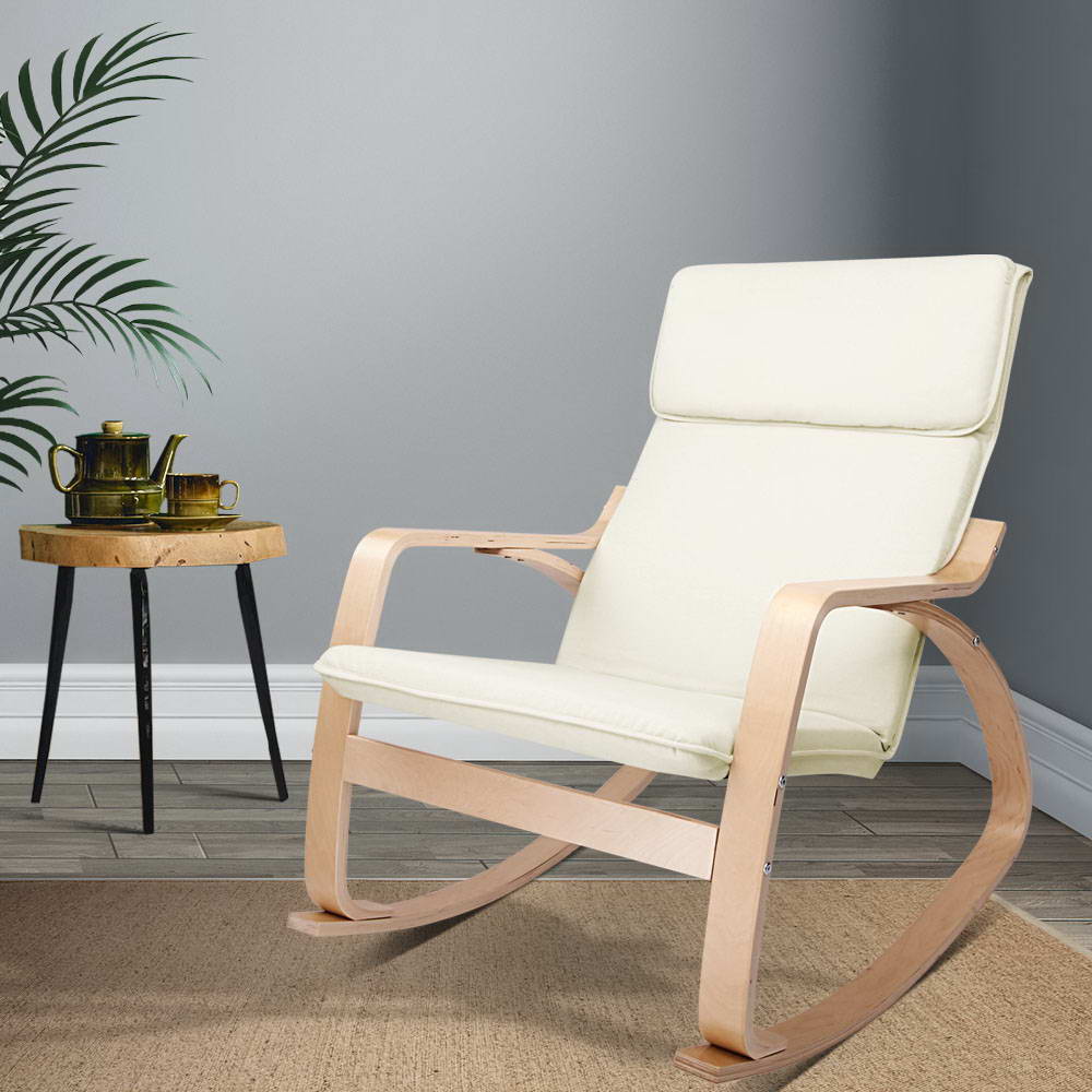 Hlpmedical Artiss rocking armchair with bentwood design and Aero style, featuring a comfortable nursing and recliner seat.