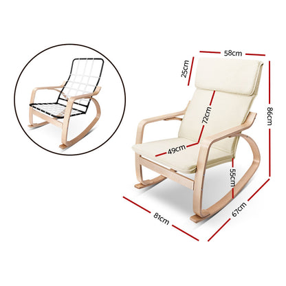 Hlpmedical Artiss rocking armchair with bentwood design, cushioned seat and backrest for comfortable lounging or nursing.