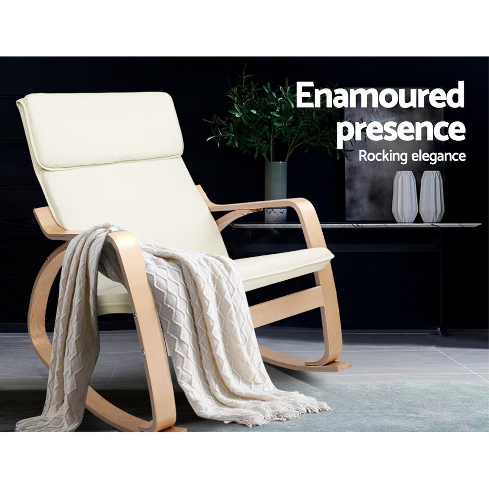 Hlpmedical Artiss rocking armchair with bentwood design, comfortable nursing recliner in a modern furniture setting